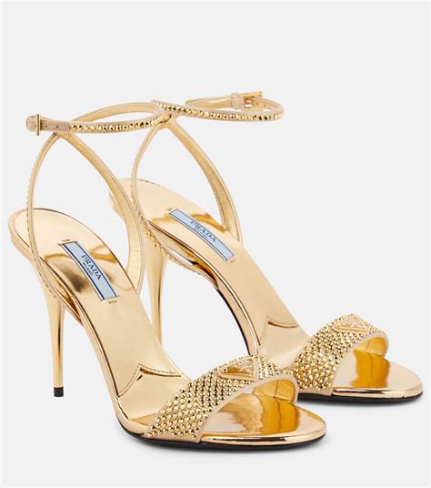 prada crystal embellished satin sandals.